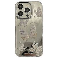 Miroir de Maquillage Papillon de Luxe et Coque de Téléphone Portable pour iPhone 17 Air 17 16 15 Pro/Pro Max, Pochette d'Accessoires Pratique