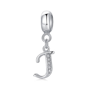 S925 sterling silver iniziale A-Z ciondola zircone 26 lettera di fascino del pendente di alfabeto Inglese branelli di fascino per il braccialetto <span class=keywords><strong>e</strong></span> la <span class=keywords><strong>collana</strong></span> - Product Image 4