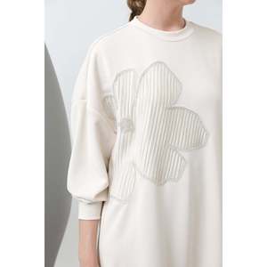 Women's <b>Tunic</b> with <b>Embroidered</b> Front and Trim Details - 10627TNK - SAND BEIGE-BEIGE - Product Image 2