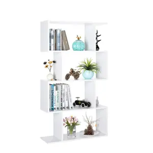 White Bookcase Bookshelf 4 Tier Shelving Unit Display Shelf Free Standing Shelves for Living Room