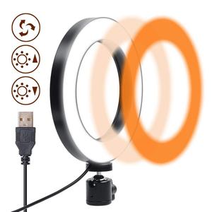 Lampe annulaire LED pour appareil photo, pour vidéo YouTube et maquillage, avec chargeur USB, variateur, support <span class=keywords><strong>de</strong></span> <span class=keywords><strong>Table</strong></span> <span class=keywords><strong>de</strong></span> bureau - Product Image 2