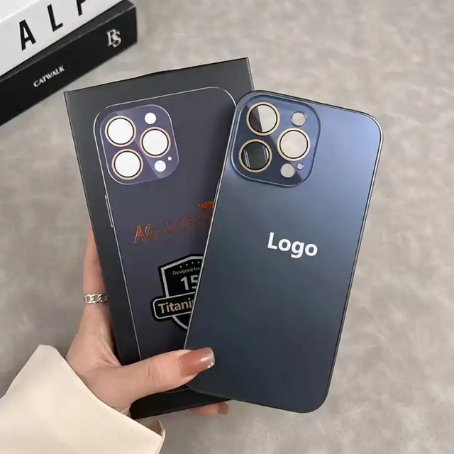 With Gift Box Original AG Silicone Titanium Matte Hard Phone Case for iPhone 15 14 13 12 11 Pro Max Plus Lens Protect Back Cover