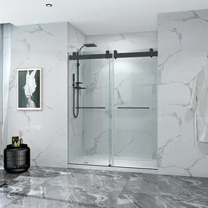 10 מ""מ או 8 מ""מ עיצוב חדש מקלחת חדר מקלחת חירות זכוכית מחורצת הזזה דלת אחת זכוכית מחורצת מקלחת הזזה לחדר רחצה