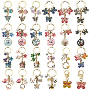 سلسلة مفاتيح معدنية مطلية بالمينا الصلبة والناعمة بتصميم زهرة من سبائك الزنك للبيع بالجملة من المصنع، حلية حقيبة نسائية، حلقات مفاتيح مخصصة - Product Image 2