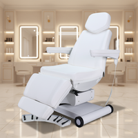 Table de Traitement Électrique Professionnelle à 4 Moteurs en Cuir PU pour Salon de Beauté, Lit de Soin Facial Rotatif pour Cils, Chaise de Traitement pour Hôpital