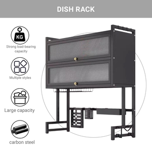 2-Tiers Organizer Multifunctional Countertop Metal Over the Sink <b>Dish</b> and Bowl Drying Draining Rack Storage Holder With Doors - Product Image 5