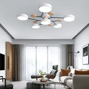 Lustre nórdico para sala de estar, iluminação de teto moderna e simples em cor macaron para quarto