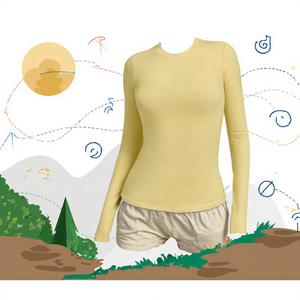Camiseta de Yoga de Manga Larga para Mujer, Cuello Redondo, Ajustada, Tejida, Ropa Deportiva para Entrenamiento y Descanso - Product Image 3