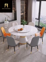 Ensemble de table à manger élégant en marbre blanc de 8 places Meubles de salle à manger de luxe en pierre naturelle pour hôtels et villas