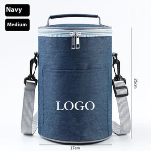 Portable round Insulated Lunch Bag Thickened Aluminum Foil Bento Cooler Bag for Cold Preservation Work or Travel