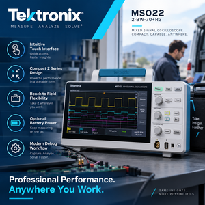 ออสซิลโลสโคปสัญญาณผสม Tektronix MSO22 2-BW-70+R3 ความถี่ 70MHz 2 ช่องสัญญาณ 2.5GS/s ความยาวบันทึก 10M หน้าจอสัมผัส 10.1 นิ้ว 8 บิต - Product Image 1