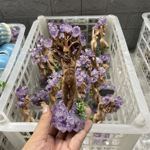 Kerajinan Amethyst alami grosir pohon Dryad orang Amethyst kerajinan Resin Groot untuk dekorasi - Product Image 3