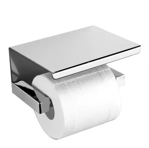 Fabricante personalizado banheiro prata higiênico rolo titular com prateleira organizador papel higiênico titular aço inoxidável