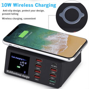 Estación de <span class=keywords><strong>Carga</strong></span> Inalámbrica de <span class=keywords><strong>Carga</strong></span> Rápida para Teléfono Móvil, 8 Puertos Tipo-C QC3.0 PD 100W con Salida de 5V/2.4A para iPhone 15 14 13 Samsung - Product Image 2