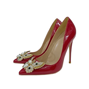New <b>Shoes</b> Pointed Rhinestone Buckle Thin Heel Women's 8CM 10CM 12CM High Heels - Product Image 1