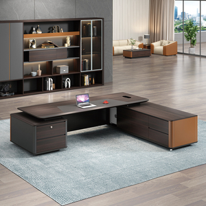 Bureau de direction personnalisé, table d'ordinateur pour manager, mobilier de bureau moderne de luxe, bureau de direction en forme de L pour PDG - Product Image 4