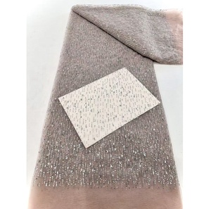 Sequin dentelle tissu africain dentelle européenne et américaine robe de mariée mode sénégal robe pour fête roman conception doré fournisseur - Product Image 2
