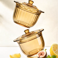 Pot à ragoût en verre borosilicate de 380 ml avec couvercle, double poignée, résistant à la chaleur, mini-bol pour la cuisson à la vapeur des œufs de nid d'oiseau