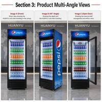 Réfrigérateur commercial grande capacité pour boissons, vitrine réfrigérée à 2 portes vitrées, réfrigérateur vertical de présentation