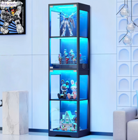 Vitrine moderne haute et éclairée pour figurines, écologique, robuste, étanche, avec revêtement poudré, porte en verre trempé intégrée