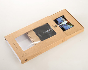 Custom Eco-friendly Kraft Paper Box Mobile Phone Case Cover Box Packaging for iPhone 13 14 Clear Window