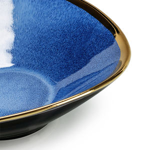 Plato plano de porcelana para comida, vajilla de diseño, juego de cena de cerámica, cerámica de estilo japonés, nuevo ojo de gato, fiesta clásica azul redonda - Product Image 6