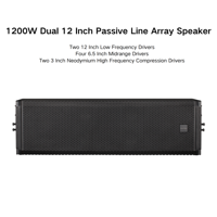 Haut-parleur passif 1200W double 12 pouces 3 voies pour les événements de tournée Salles de concert Théâtres Clubs Bars