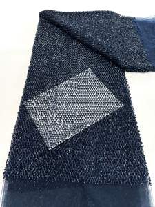 Tela bordada con cuentas de lentejuelas con forma de semirrollo brillante, tela de encaje de malla para vestido de novia, vestido ceremonial de fiesta de alta costura, pasarela - Product Image 4