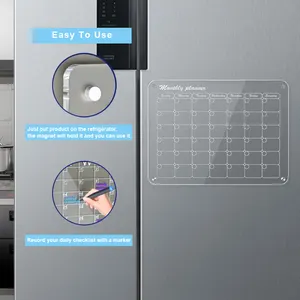 ปฏิทินตู้เย็นแม่เหล็กแบบพกพาสำหรับเด็กกระดานไวท์บอร์ดอะคริลิกแห้งลบได้ทุกสัปดาห์