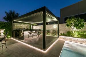 <span class=keywords><strong>Pergola</strong></span> moderne imperméable avec auvent, gazebo de jardin de luxe, <span class=keywords><strong>lame</strong></span> rotative, profil en <span class=keywords><strong>aluminium</strong></span> - Product Image 3