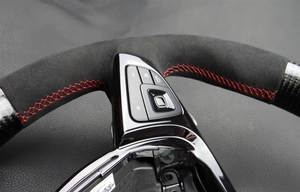 Volante personalizzato in fibra di carbonio e pelle per Mercedes Benz AMG <span class=keywords><strong>W205</strong></span> Classe C <span class=keywords><strong>2014</strong></span>-2022, sportivo e di alta qualità - Product Image 3