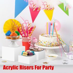 Hiện đại <span class=keywords><strong>Acrylic</strong></span> Cube hiển thị khán đài & risers thân thiện với môi thiết kế hiện đại 6 "7" 8 "Kích thước trắng cho thực phẩm/món tráng miệng/đồ trang sức - Product Image 4