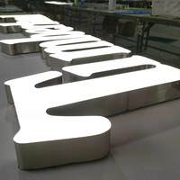 Papan Tanda Huruf Saluran Bercahaya Depan Kecerahan Tinggi, LED 3D Custom, Logo Bisnis Beriluminasi untuk Dinding