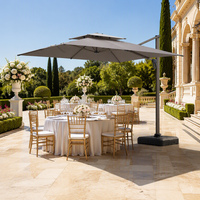 Parasol romain cantilever en aluminium avec éclairage LED, double ventilation, rotation à 360 degrés, protection solaire pour terrasse extérieure
