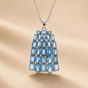 จี้เงินแท้ 925 ชุบโรเดียมประดับบลูโทแพซ - Product Image 1