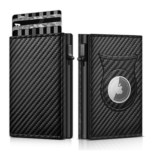 Multi-functional <strong>Trifold</strong> <strong>Wallet</strong> with Airtag Holder Slide-Out Card Slot, Carbon Fiber PU Leather Magnetic Money Clip Case for Men - Product Image 1