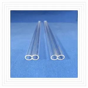 Customizable High Purity Clear Silica Twin Tube Fused Glass Double Hole Quartz Tube