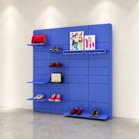 Système d'affichage mural modulaire bleu roi pour vêtements, étagères à chaussures, tringle de suspension, coloré et sur mesure