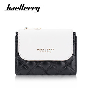กระเป๋าสตางค์สั้นผู้หญิง Baellerry สีดำขาว ลายควิลท์ ซิปใส่เหรียญอเนกประสงค์ ใช้ได้ทุกวัน - Product Image 1
