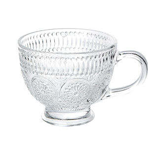 Taza de <span class=keywords><strong>desayuno</strong></span> de vidrio, <span class=keywords><strong>tazas</strong></span> de capuchino con diseño en relieve, venta al por mayor - Product Image 1