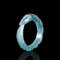 Bagues de mariage et de fête classiques haut de gamme en jadéite naturelle de qualité A, motif renard à neuf queues bleu aqua, sculpture tridimensionnelle