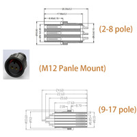 Conector de Panel para PC con Clasificación IP67, Resistente al Agua, de 2-8 Pines, Macho/Hembra, M12/M16, Contacto de Cobre, para Aplicaciones de Iluminación LED
