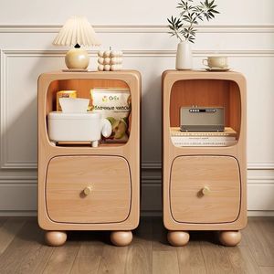 Nordic Narrow Solid Wood Durable Nightstand, Space Saving Modern <strong>Bedside</strong> <strong>Table</strong> for Bedroom Apartment Small Space - Product Image 3