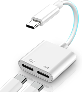 USB <b>C</b> Splitter 1in2 Out, Dual USB <b>C</b> Headphone and 60W Charger Adapter, Type <b>C</b> Audio Adapter with Fast Charging Dongle Compatible - Product Image 1