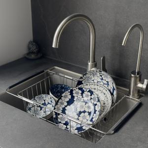 Égouttoir à vaisselle réglable en acier inoxydable Panier de rangement <span class=keywords><strong>extensible</strong></span> pour évier <span class=keywords><strong>Porte</strong></span>-accessoires de cuisine et support de séchage - Product Image 4