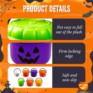Cubo de Halloween para dulces con asa, diseño de calabaza, cubos de dulces con cara de calabaza, cubo de dulces con diseño de fantasma de calabaza para suministros de fiesta de Halloween - Product Image 5