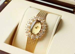 Elegante Reloj Ovalado de Latón con Incrustaciones de Diamantes y Zafiro para <span class=keywords><strong>Mujer</strong></span>, Estilo Retro Glamuroso, Movimiento de Cuarzo <span class=keywords><strong>Citizen</strong></span>, Correa Acrílica, Moda de Lujo - Product Image 5