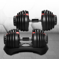 Haltères réglables 24 kg très demandés pour l'entraînement de force à domicile, musculation, équipement de fitness durable pour la salle de sport