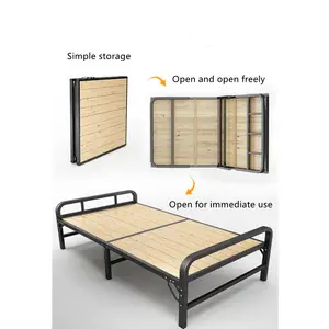 Cama de metal portátil com estrutura de cama, dormitório de metal único, ferro reforçado e engrossado, ideal para escritório de grandes dimensões