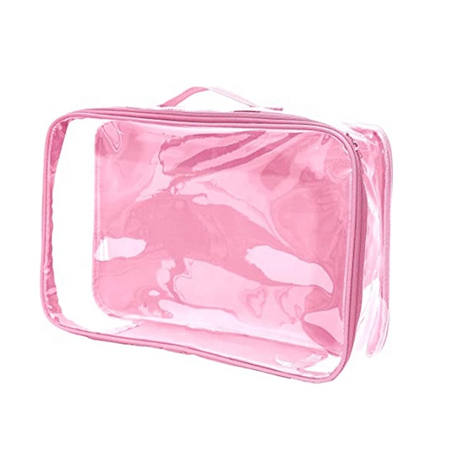 Logo Customize Travel Transparent TPU / PVC Zipper Cosmetic Bag Pouch Clear Makeup Bags